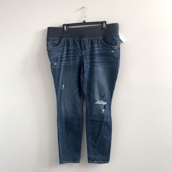 New Old Navy Maternity Front Low Panel Rockstar Super Skinny Ripped Jeans - Picture 1 of 8